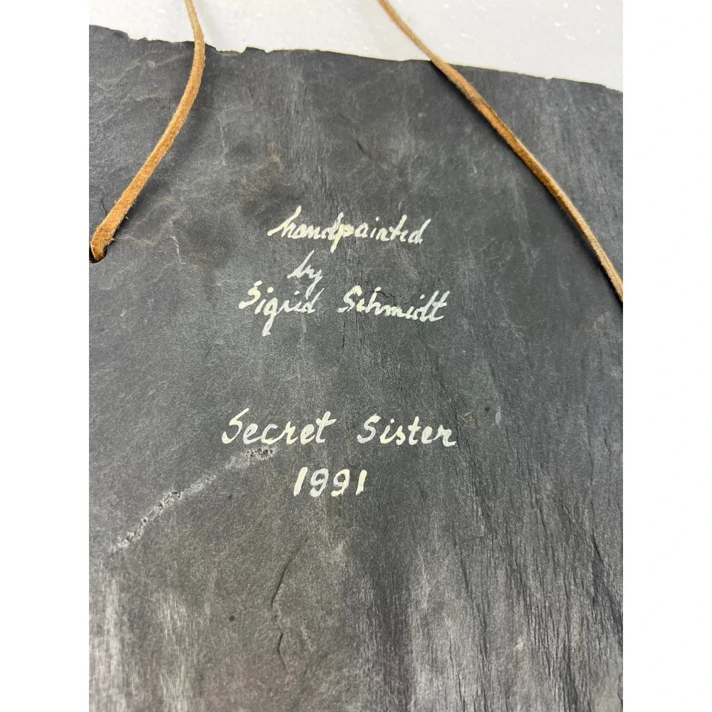 Vintage Hand Painted Slate Wall Hanging Joys of Aging Signed Farmhouse Decor